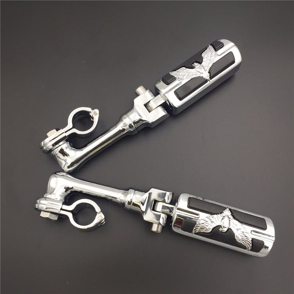 HTTMOTOR Chrome Long Angled Adjustable Peg Mounting Kit Eagle Foot Peg