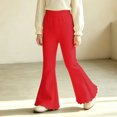 thumbnail image 2 of Xyant Girls Ribbed Knit Flare Leggings Elastic High Waist Bell Bottoms Bootcut Kids Stretchy Spring Fall Uniform Pants,Size 4-5 Years, 2 of 7