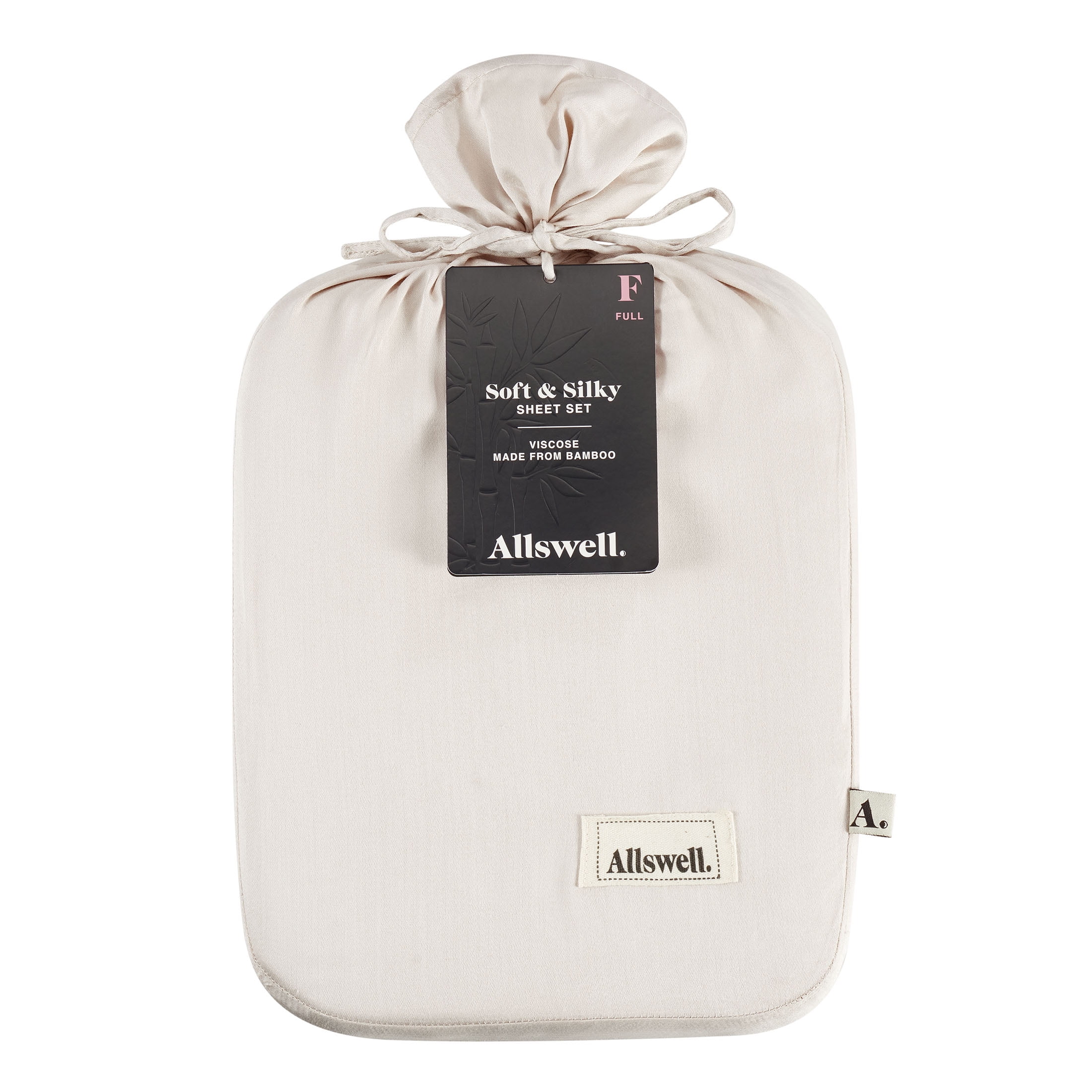 Allswell Soft & Silky 4-Piece Cream Glaze Rayon Derived from Bamboo Sateen Bed Sheet Set, Full