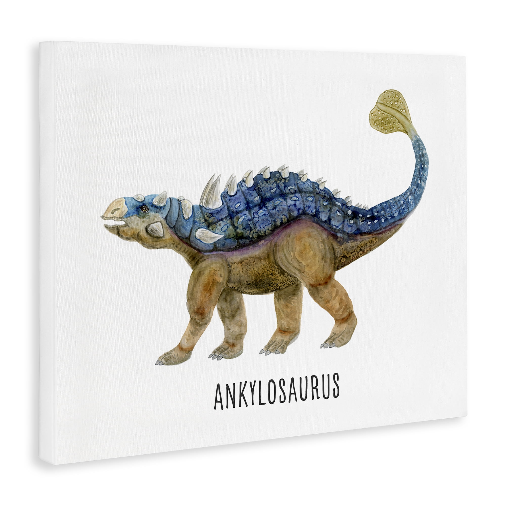 Stupell Industries Ankylosaurus Dinosaur Learning Animals Painting Wrapped Canvas Art Print Wall Art, 20 x 16