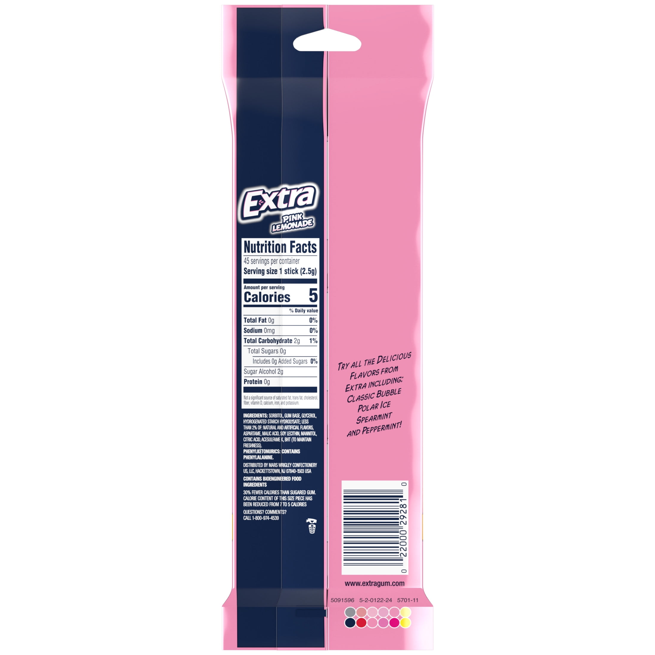 (4 pack) Extra Pink Lemonade Sugar Free Chewing Gum - 15 Stick (Pack of 3)