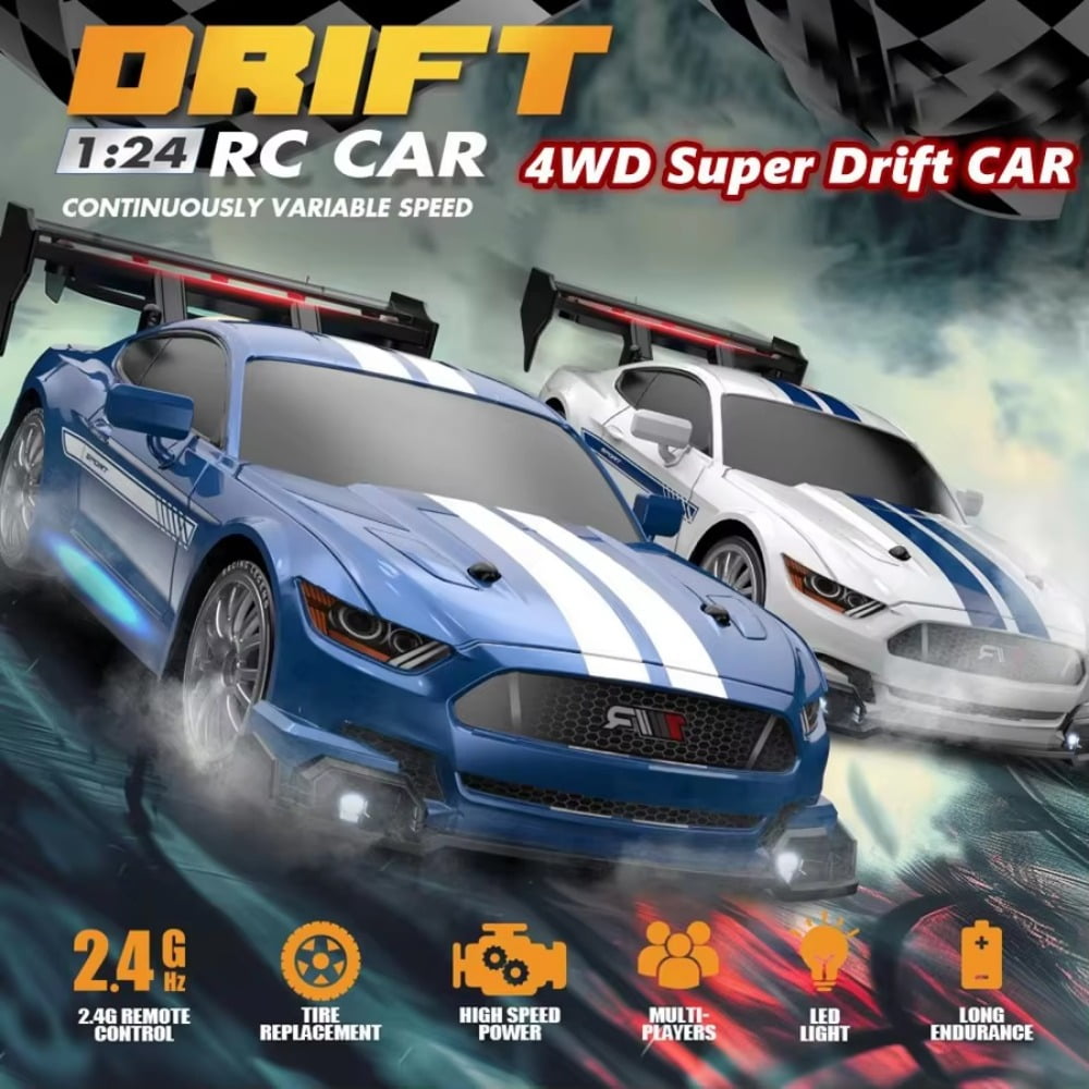 ATJIA RC Drift Car 1/24 4WD 2.4GHz 30KM/H High Speed AE86 Racing Sport Toy Car with LED Lights Racing and Drift Wheels