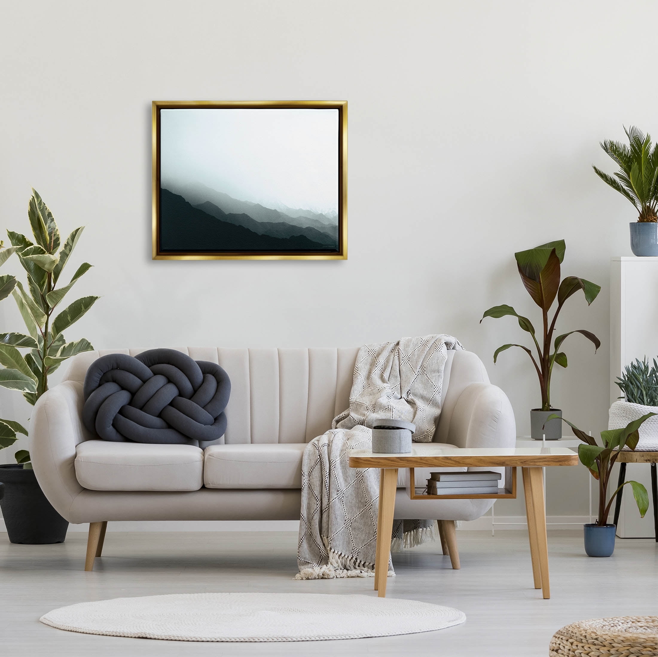 Stupell Industries Misty Mountain Range Slopes Landscape Photograph Metallic Gold Floating Framed Canvas Print Wall Art, Design by Laura Marshall