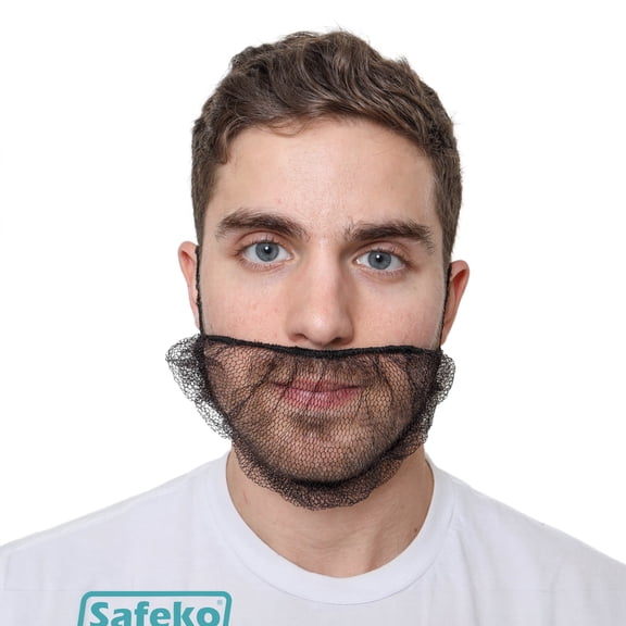 SAFEKO 18" Black Disposable Breathable, Durable, Honeycomb Nylon Beard Netspack of 100