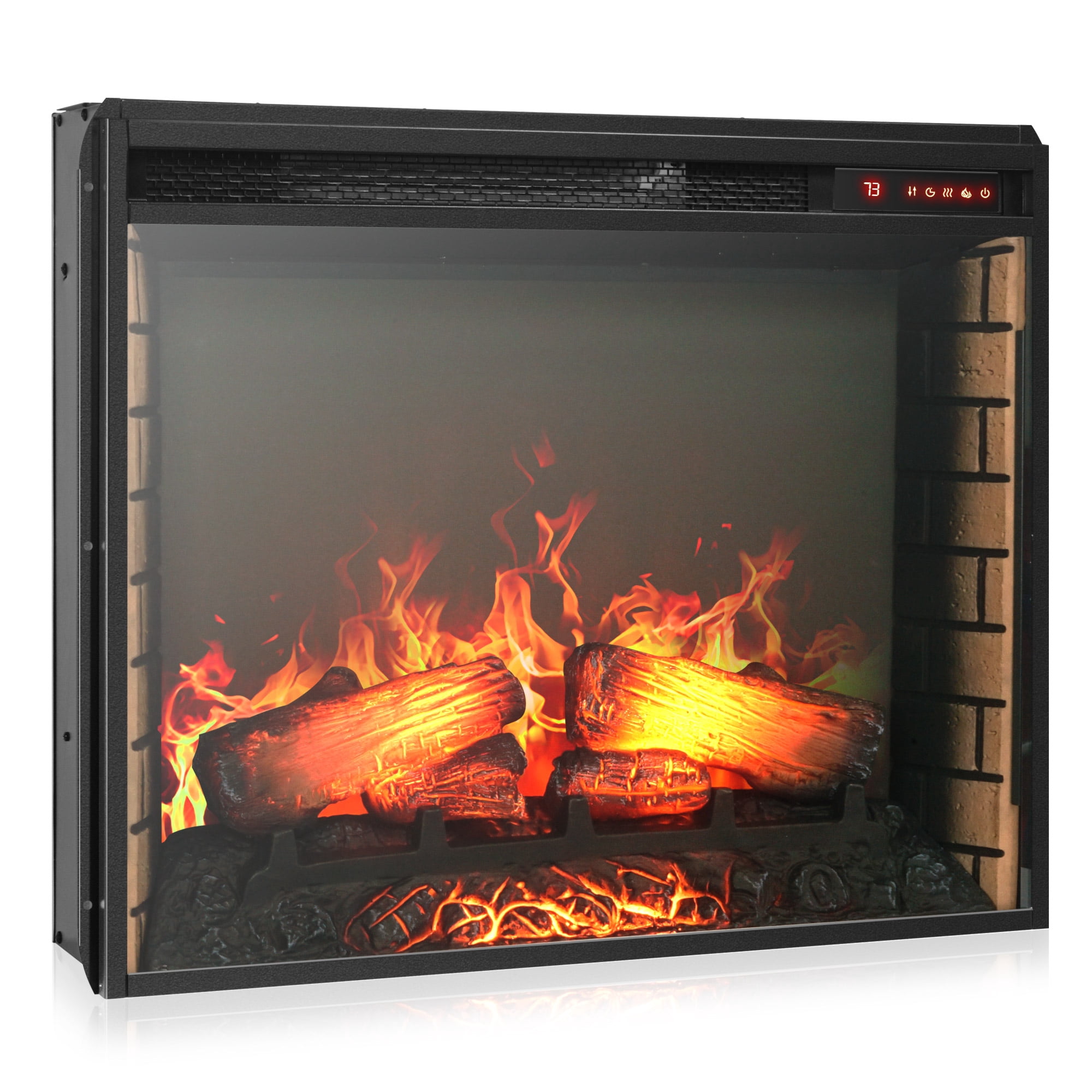 BELLEZE 28" Electric Fireplace, 1500 W 5000 BTU Space Heater with Adjustable Timer, Realistic Wood Log & Crackling Sound, Indoor Fireplace for TV Stand Mantel, Bedroom, Living Room