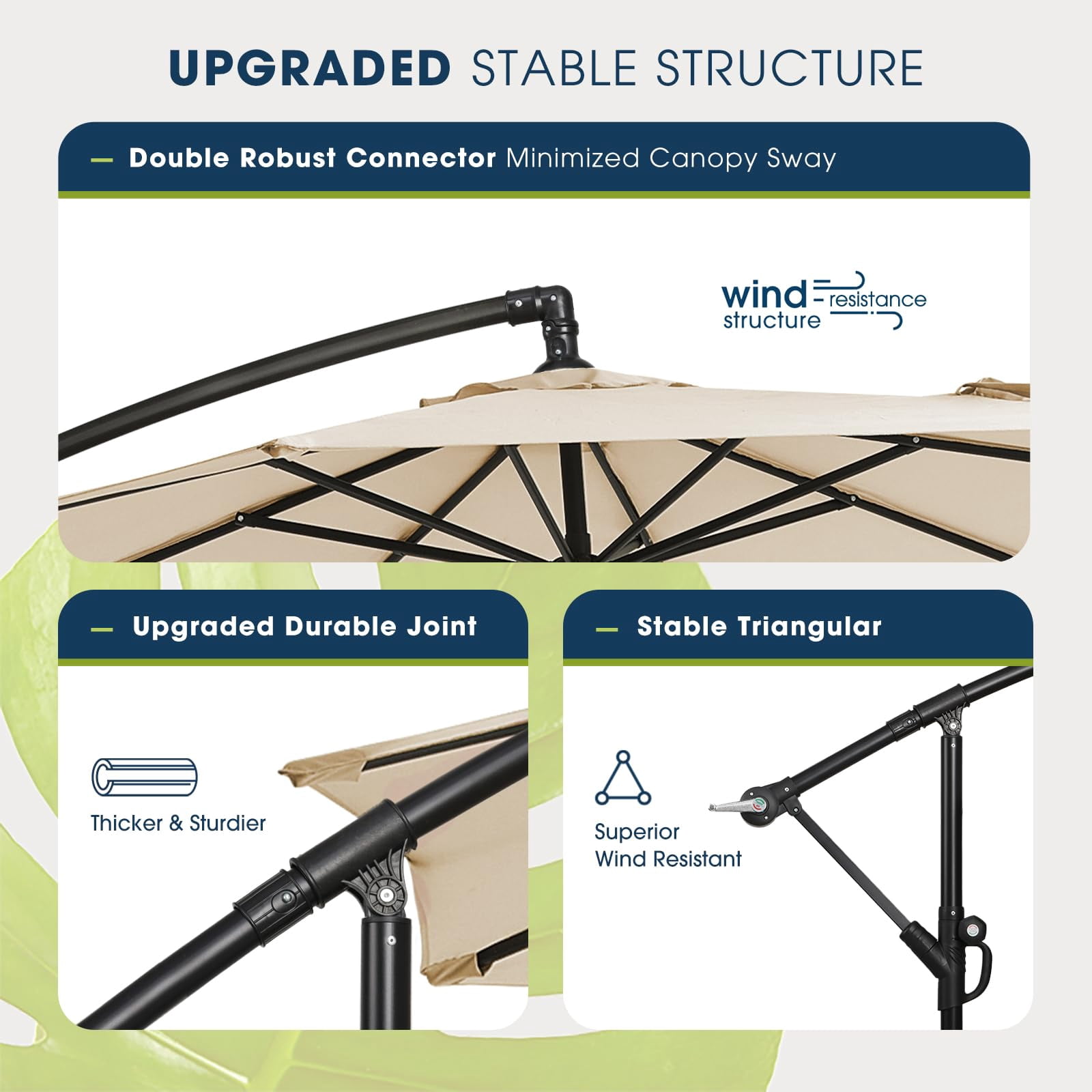 wikiwiki 10ft Patio Umbrella with Base Included, Outdoor Offset Cantilever Umbrella with Sandbag Base for Backyard, Garden and Pool, Easy to Tilt and Crank, Beige