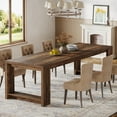thumbnail image 5 of Tribesigns Farmhouse Dining Table for 6-8, 86 Inch Long Narrow Kitchen Table with Wood Pedestal Base for Living Room, Kitchen, Rustic Brown, 5 of 7