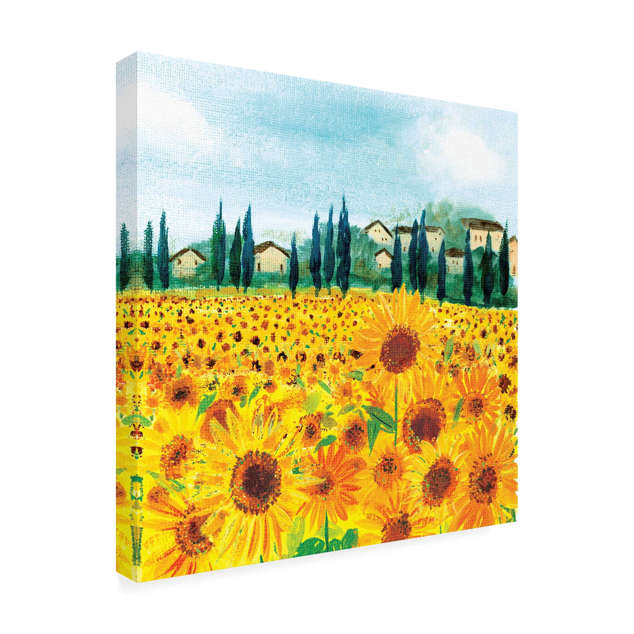Canvas Wall Art - Paper Dove Co Ltd 'Sunflowers in Provence' Wall Art for Living Room, Bedroom, or Office Décor by Trademark Fine Art - 14 x 14 Inches
