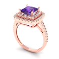 thumbnail image 2 of 2.07 ctw with Simulated Diamond Halo Accents Anniversary Ring for Women | Princess Cut Natural Amethyst | Hyperallergenic Solid 14K Rose Gold, 2 of 5