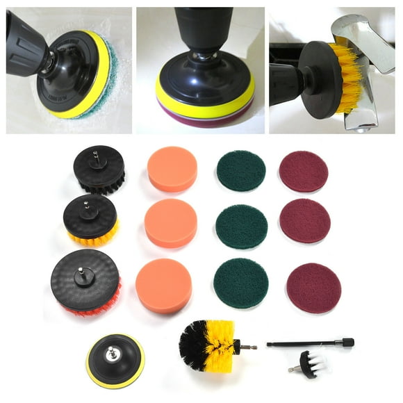 Electric Drill Brush Set, Drill Brush Attachment 16PCS 707g Power Scrubber for Drip Pan Cracks for Wall Cleaning Floor Dust Removal for Household Cleaning