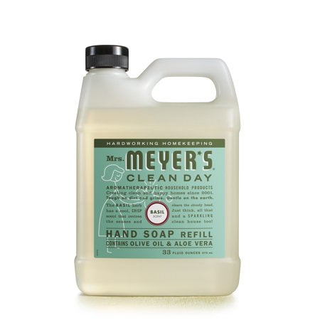 - (2 Pack) Mrs. Meyer Liquid Hand Soap Refill, Basil, 33 fl oz