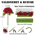 thumbnail image 4 of Flor de hortensia artificial YalZoneMet Burgundy 53 cm, 3 unidades, 4 of 9