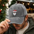 thumbnail image 5 of WULMLEO Unisex Vintage Christmas Baseball Hats Santa Pattern Embroidery Multi Sun Hats Gray One Size, 5 of 6