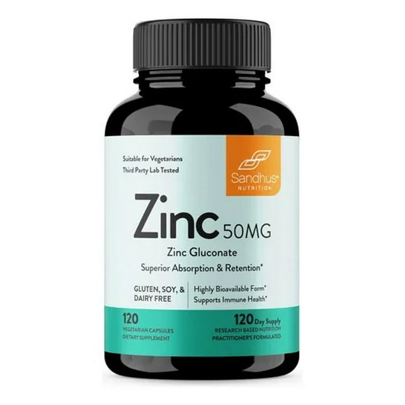 Sandhus Zinc Gluconate, Gluconato De Zinc 50mg 120 Caps