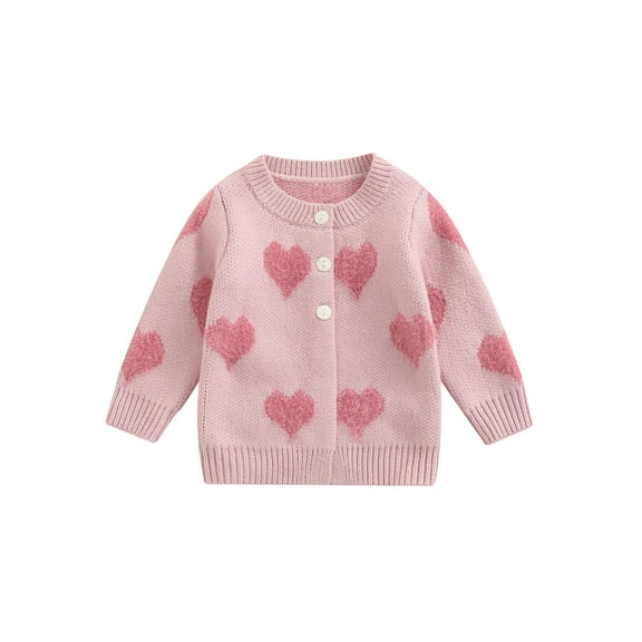 Liacowi Newborn Baby Girls Heart Sweater Button Knitted Sweater Cardigan Infant Fall Cardigan Jackets Valentines Day Clothes