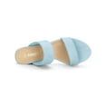 thumbnail image 4 of BLISSFUL STEP Women's Shoes Dual Straps Mid Chunky Heel Slide Sandals Sky Blue 8.5, 4 of 8