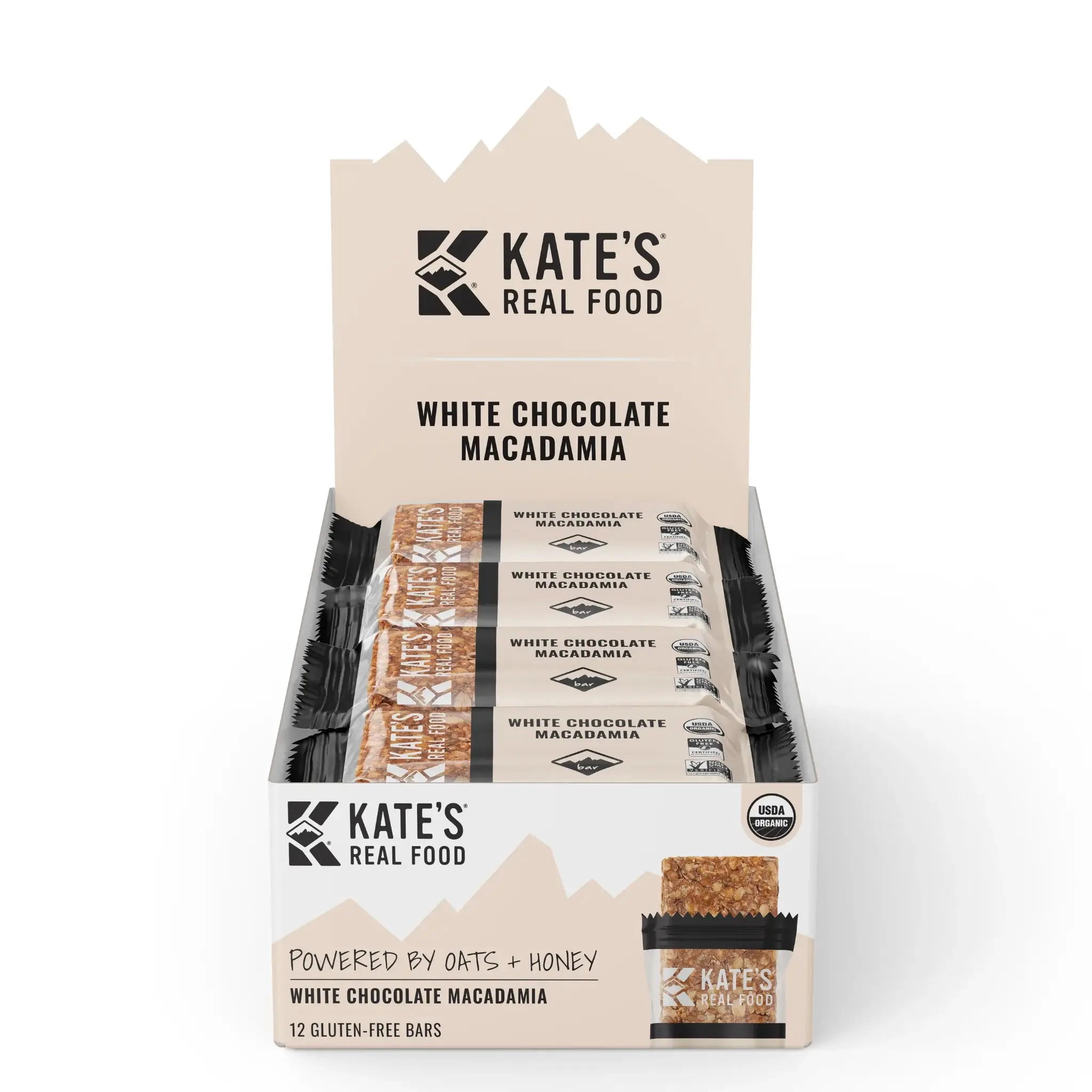 (Pack of 12) Kate's Real Food Energy Bar White Chocolate Macadamia 2.2 Oz