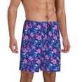 thumbnail image 2 of Vsdgher Blue Skull Leaf Print Men's Pajama Shorts Lounge Bottoms Sleep Shorts Elastic Waist Lightweight PJ Shorts with Pockets-X-Large, 2 of 6