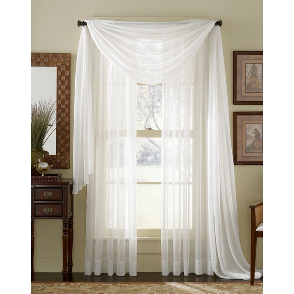3 Piece Sheer Panel & Scarf Window Treatment Set Decotex Walmart