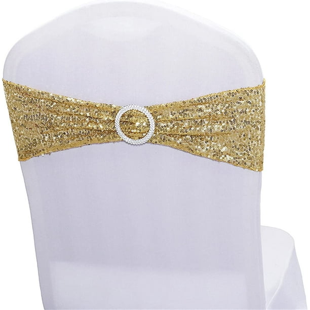 5/10/20pcs Stretch Sequin Chair Sashes Chair Stretchy Spandex Bands for ...
