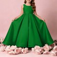thumbnail image 2 of Girls Floor Length Princess Dresses,Cozy Satin Sleeveless Maxi A Line Solid Color Gown for Pageant Wedding Flower Girl Birthday Party Ceremony Green 11-12 Years, 2 of 6