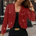 thumbnail image 6 of RYRJJ Women's Mesh 3/4 Sleeve Cardigans Open Front Sequin Bolero Glitter Cropped Cardigan Jacket Cocktail Party Shrug Short Coats(Red,XL), 6 of 9