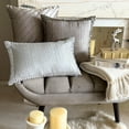 thumbnail image 6 of Gray Decorative Lumbar Pillow Cover 12" x 20" | Modern Satin Oblong Cushion Cover Striped | Crystal Hand Embroidered Pillowcases for Bed, Couch & Sofa, Modern Home Décor - Radiant Charm, 6 of 9