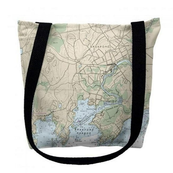 Betsy Drake TY12373BRM 16 x 16 in. Branford Harbor Connecticut Nautical Map Tote Bag - Medium