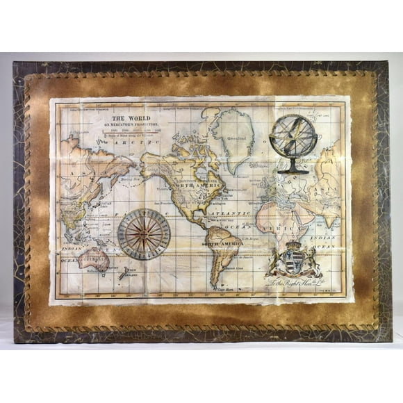 Le Monde sur la Projection du Mercator Imprimé sur Toile 35 x 47 x 47 x 47 x