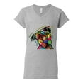 thumbnail image 3 of Dean Russo The Only Person Dog Lover Women's Standard V-Neck Tee, Heather Grey, Large, 3 of 6