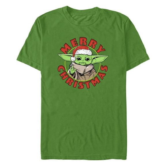 Men's Star Wars: The Mandalorian Grogu Merry Christmas  Graphic T-Shirt