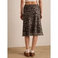 thumbnail image 4 of Brown Leopard Print Mesh Midi Skirt, Wrap Style, Casual Retro, 4 of 5