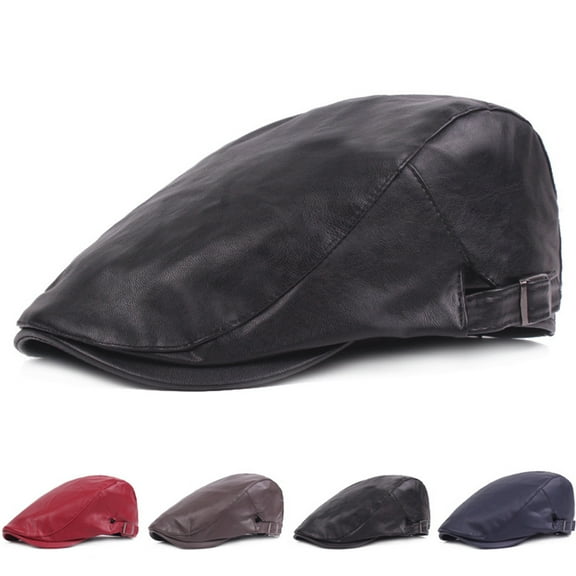 OUNONA Mens Beret Mens Black Beret Cap with Brim 1Pcs