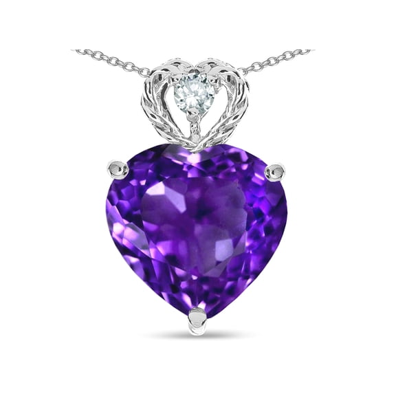 Star K� 8mm Heart Shape Genuine Amethyst Rope Design Pendant Necklace