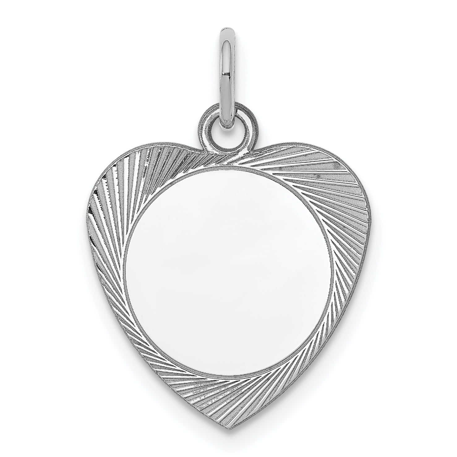 Jewelry Adviser Charms Sterling Silver Engraveable Heart Polished Front/Satin Back Disc Charm