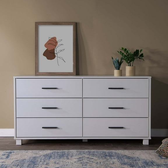 Grain Wood Furniture Loft 6-Drawer Dresser, Solid Wood with Brushed White Finish
