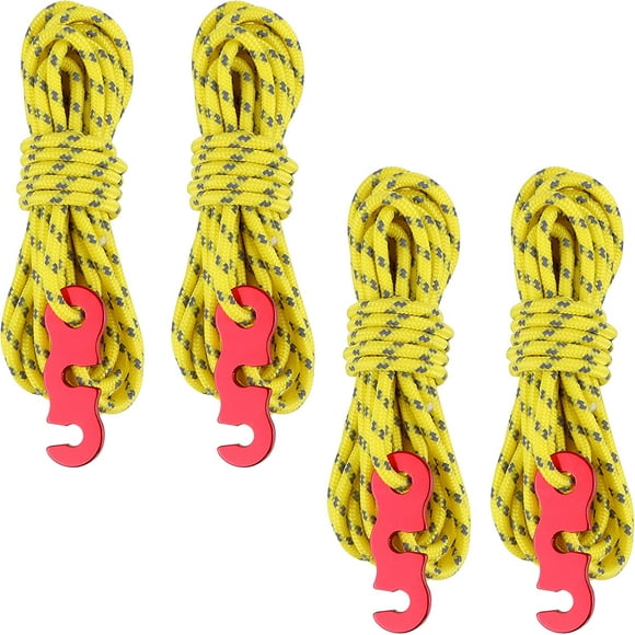 4 Pieces Reflective Tent Rope 3 m Camping Ropes Diameter 3 mm Nylon Rope with Aluminum Tensioner for Camping Tent Tarp Hiking Awning