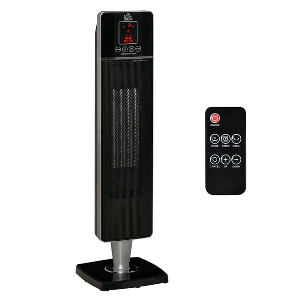 HOMCOM Chauffage radiateur électrique infrarouge oscillant 60° puissance  750 / 1500 W minuterie 3 modes de chauffage réglable écran LED télécommande  incluse noir 