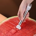 thumbnail image 6 of Shoreew Watermelon Cutter Slicer Tool Stainless Steel 2-In-1 Fruit Cutter with Windmill Design Portable Melon Cube Cutter Fork for Family Camping Parties, 6 of 6