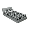thumbnail image 2 of Ambesonne Abstract Fitted Sheet & Pillow Sham Set, British Tartan Pattern, Twinxl, White Black, 2 of 2