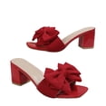 thumbnail image 6 of ZACPNCV Womens High Heel Mules Square Toe Block Heel Sandals Bow Embellishment Open Toe Dressy Slippers Party Shoes, 6 of 9