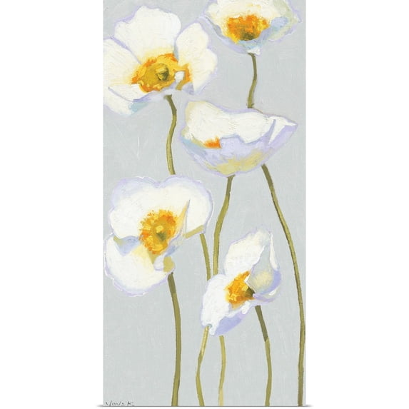 Great BIG Canvas | Rolled Shirley Novak Poster Print entitled White on White Poppies Panel II