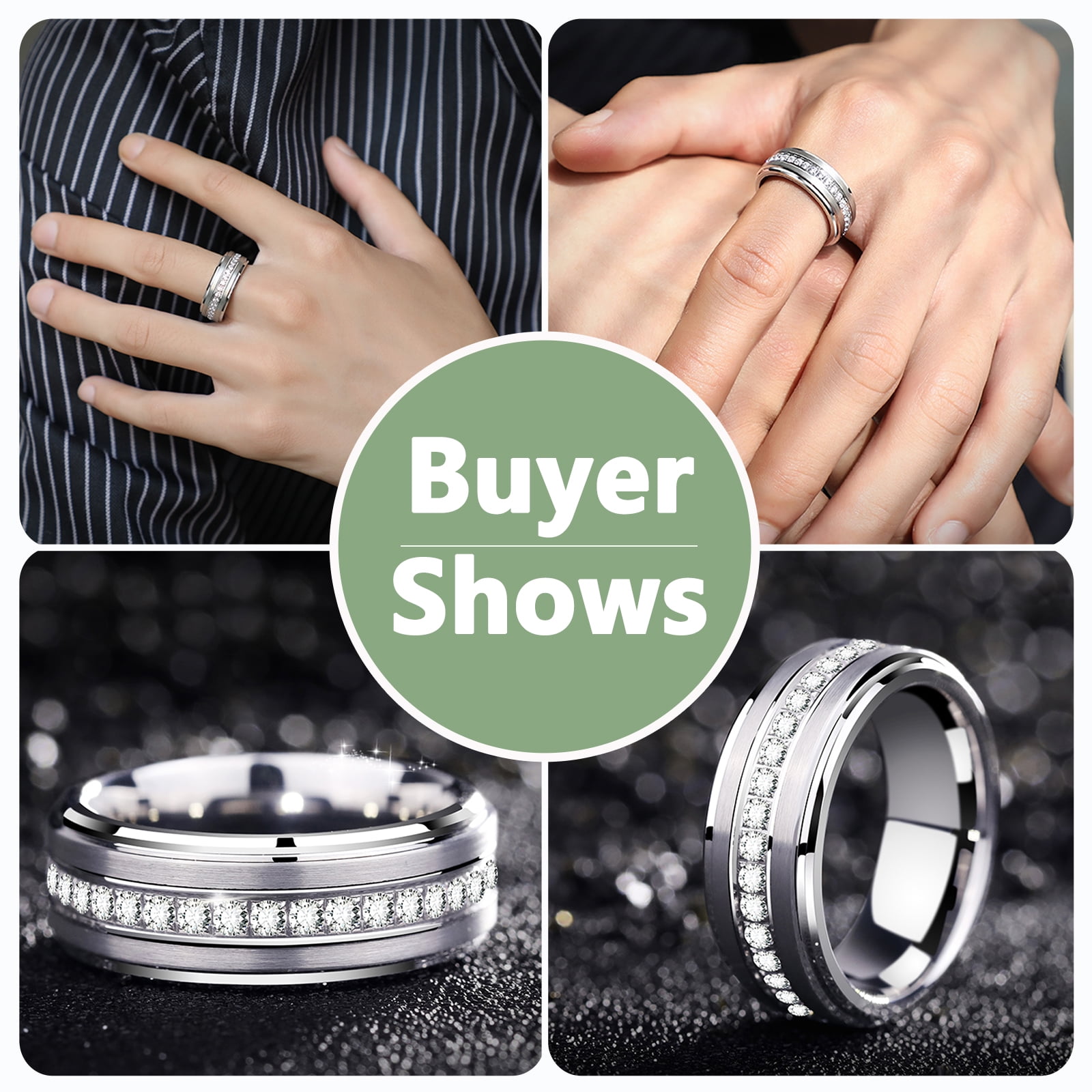Newshe Wedding Ring Sets For His and Hers Promise Couples Rings Tungsten Wedding Bands White Cz Size 9&7