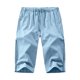 thumbnail image 1 of Pantalones capri de lino para hombre: pantalones de playa holgados con cordón ajustable, corte amplio, cintura ajustable, bolsillos profundos, ropa informal de verano, 1 of 3