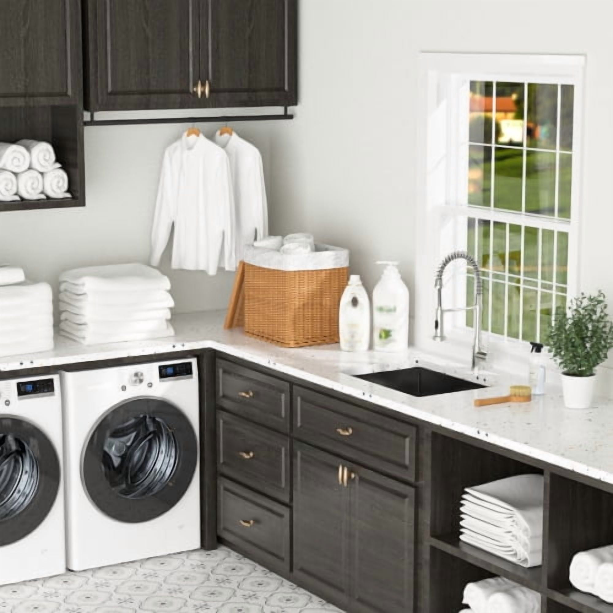 24-in Undermount Laundry Sink Gunmetal Black 16 Gauge Stainless Steel Deep Single Bowl Utility Sink for Laundry Room Kitchen And Pet Wash