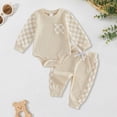 thumbnail image 2 of CAUYDY Baby Girl Clothes Set Preemie Girls Long Sleeved Bodysuit Infant Fall Winter Romper Newborn Going Home Outfit 0 3 6 9 12 18 24 Months Sizes 0-3 Months,Beige, 2 of 6