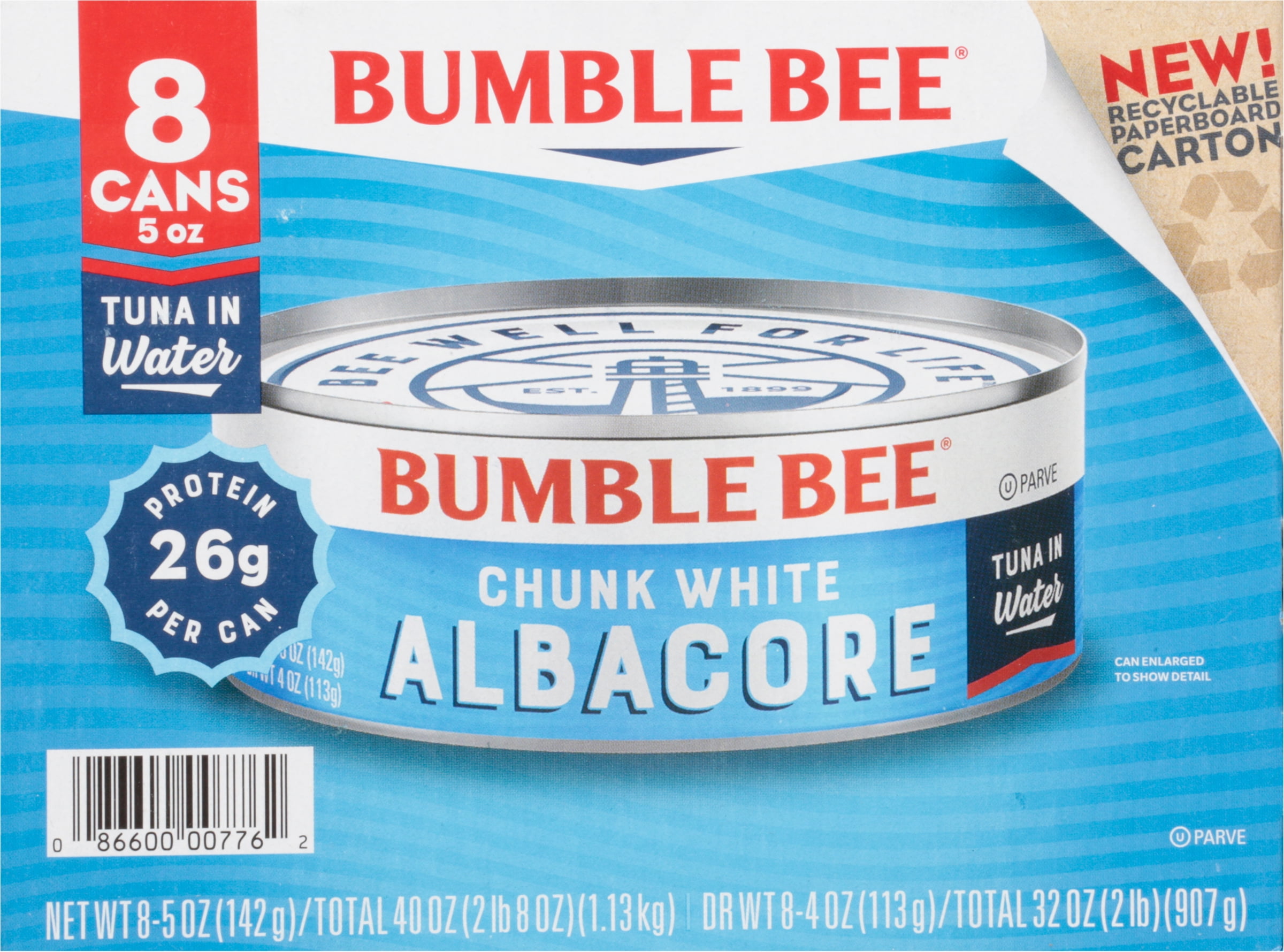 Bumble Bee Chunk White Albacore Tuna in Water Gluten-Free 8-Pack 5 Oz