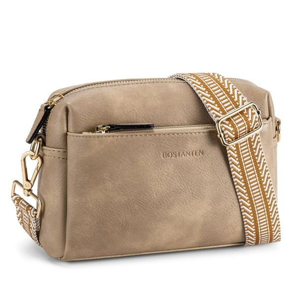 Bolso bandolera BOSTANTEN pequeño con triple cremallera para teléfono móvil, piel