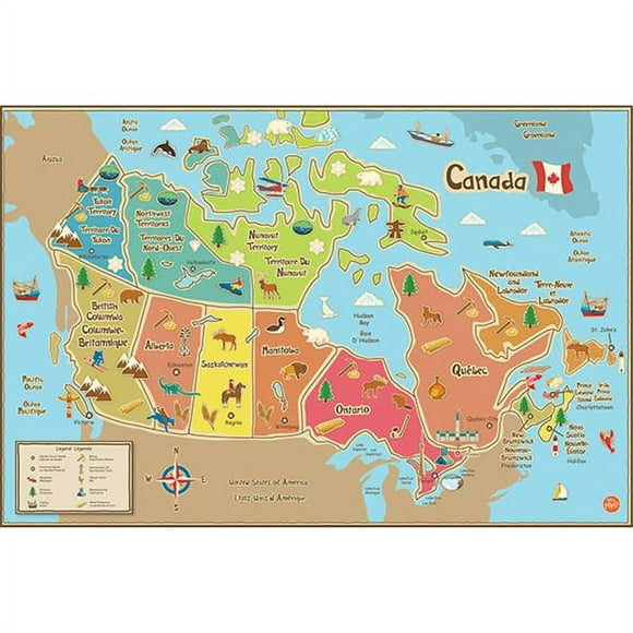Brewster Home Fashions WPE1391 Kids Canada Dry Erase Map Decal - 24 in.