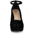 thumbnail image 3 of DARING DIVA Women's Platform Ankle Strap Chunky Heel Mary Janes Pumps Black 7, 3 of 7